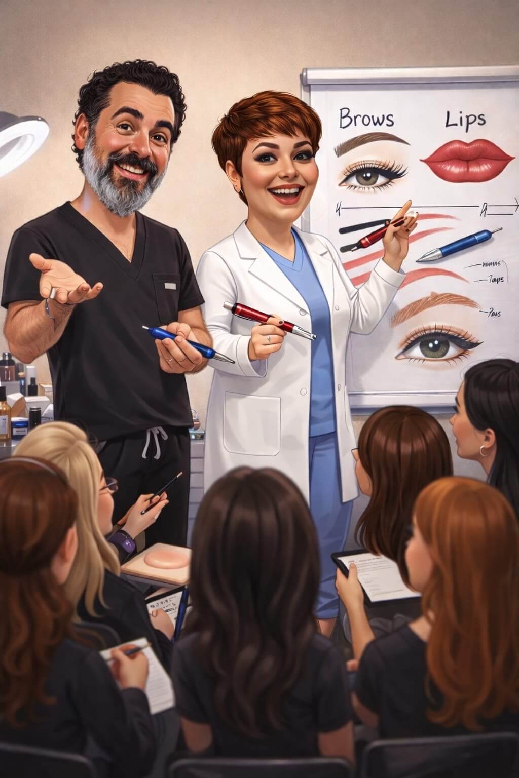 Elssa Duli standing in her studio. Permanent Make-Up Artist.